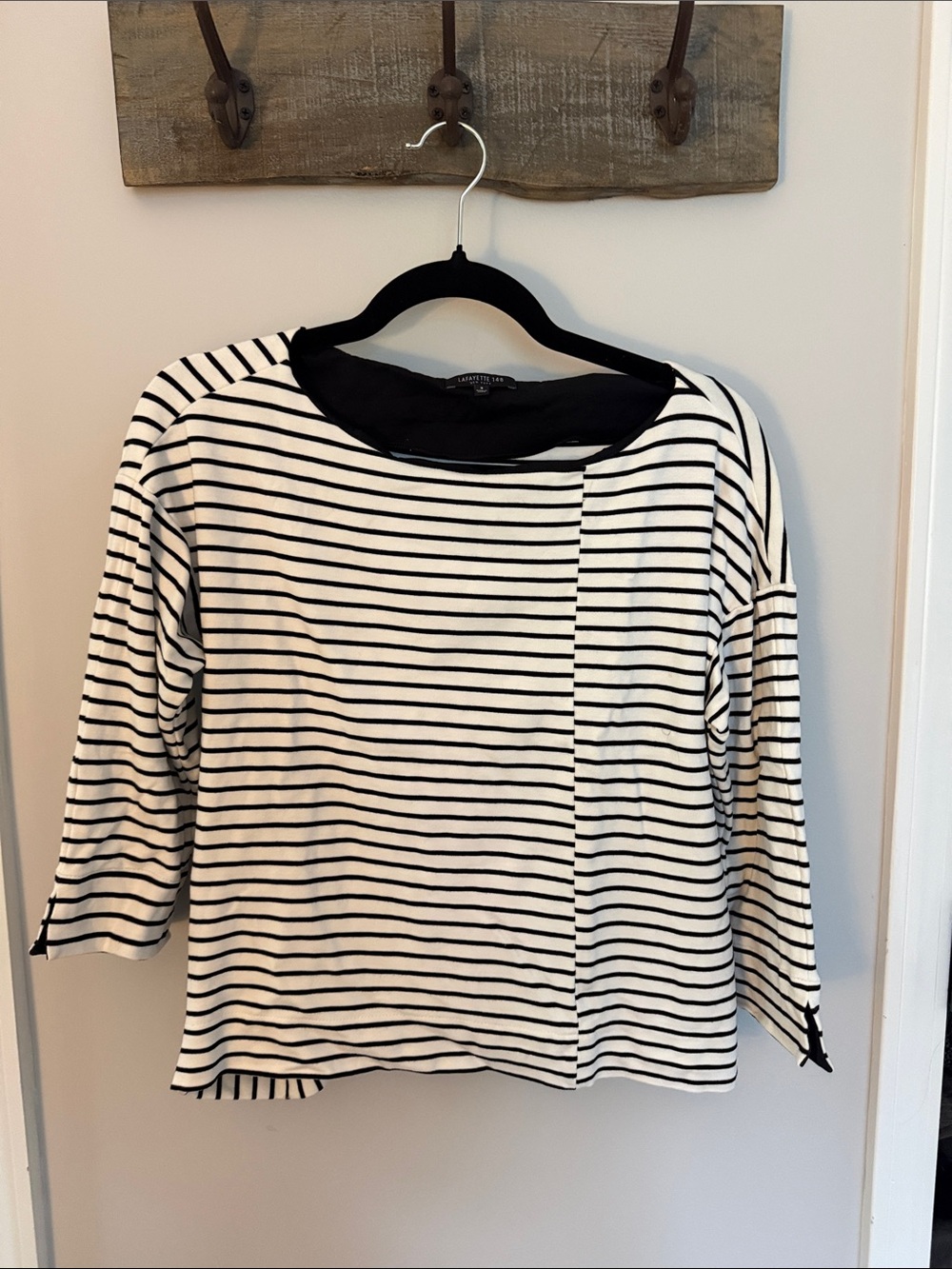 Lafayette 148 Boatneck Top - Black & White